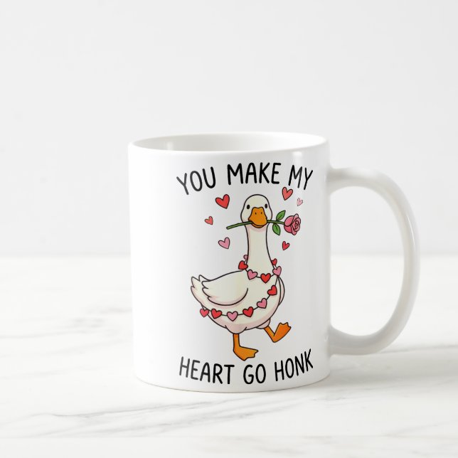 You Make My Heart Go Honk Valentine Goose Preppy  Kaffemugg (Höger)