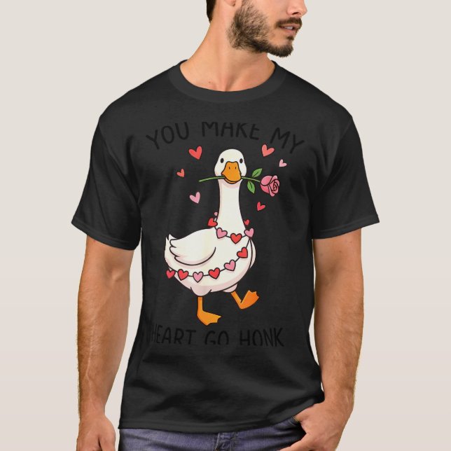 You Make My Heart Go Honk Valentine Goose Preppy  T Shirt (Framsida)