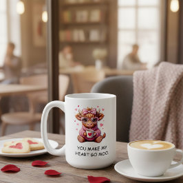 You Make My Heart Go Moo Funny Valentines  Day Kaffemugg