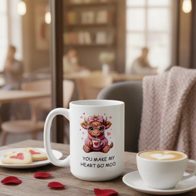 You Make My Heart Go Moo Funny Valentines  Day Kaffemugg (Skapare uppladdad)