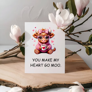 You Make My Heart Go Moo Funny Valentines Day Kort