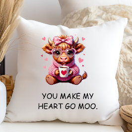 You Make My Heart Go Moo Funny Valentines  Day Kudde