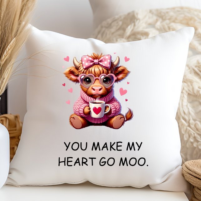 You Make My Heart Go Moo Funny Valentines  Day Kudde (Skapare uppladdad)