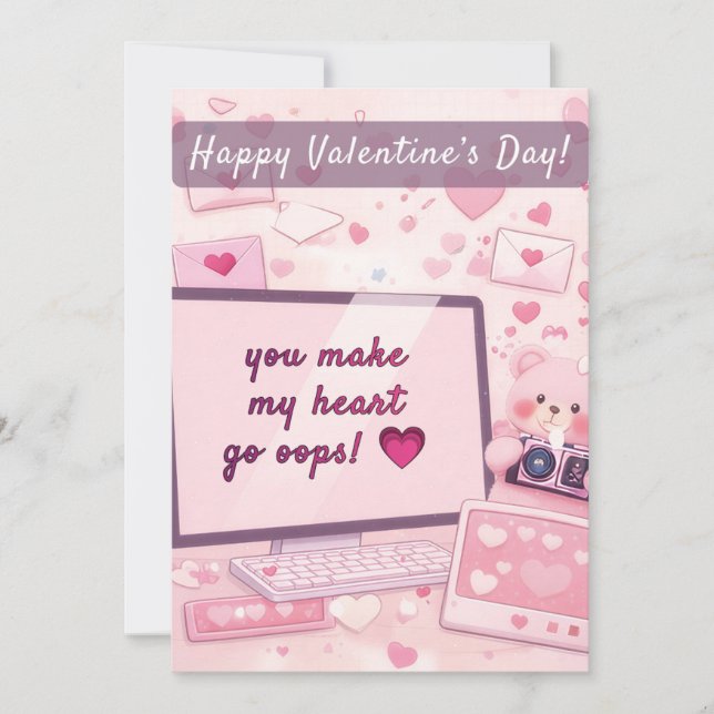 you make my heart go oops! 💗 Valentine's Card Julkort (Framsida)