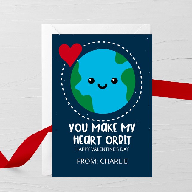 You Make My Heart Orbit Valentine's Day Card Anteckningskort (Skapare uppladdad)