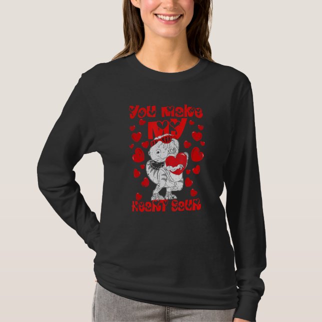 You Make My Heart Saur Cute rex Dinosaur Valentine T Shirt (Framsida)
