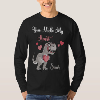 You Make My Heart Saur Valentines Day rex Date Nig T Shirt