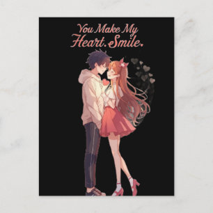 You Make My Heart Smile Anime Par T-Shirt Vykort