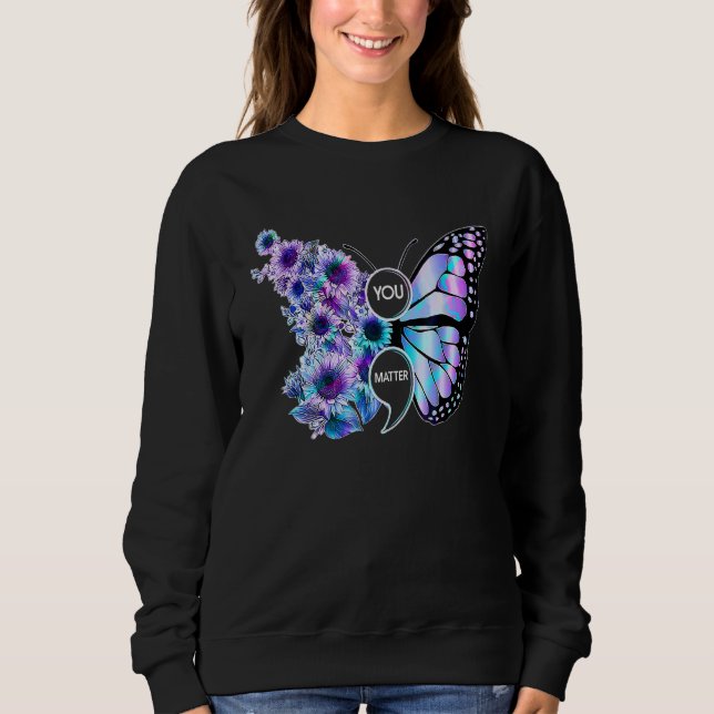 You Matter Butterfly Sunflower Suicide Prevention  T Shirt (Framsida)
