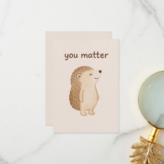 You Matter Hedgehog Thank You Card Tack Kort (Fram/Back In Situ)