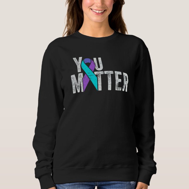 You Matter Teal Purple Suicide Awareness Month Rib T Shirt (Framsida)