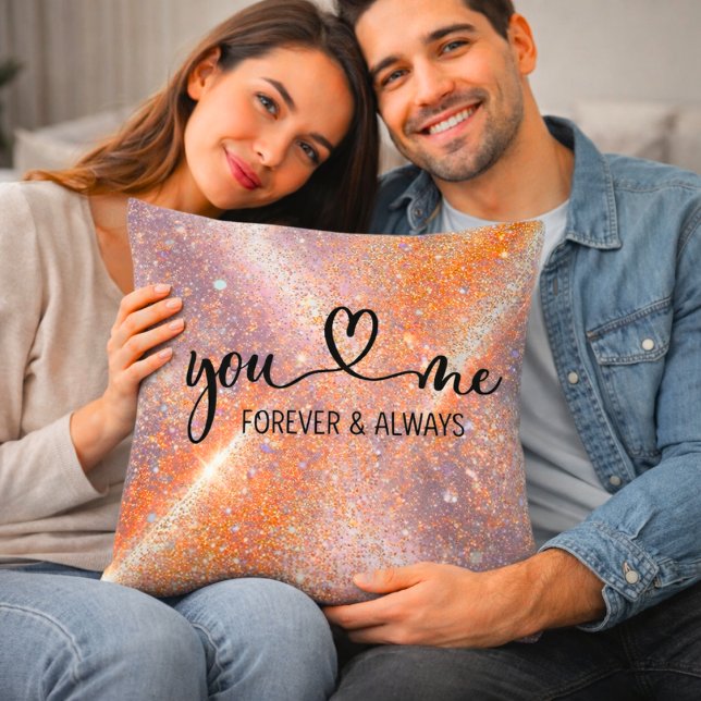 You Me Forever and Always Glitter Romantic Kudde (Skapare uppladdad)