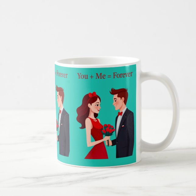 You + Me = Forever Romantic Couple Mug Kaffemugg (Höger)