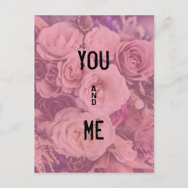 "You & Me" Romantic Roses Vykort (Framsida)