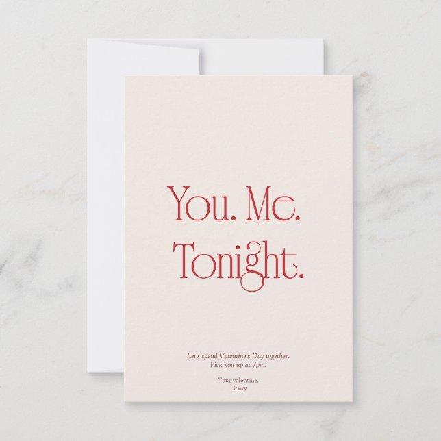 You. Me. Tonight. Valentine's Day Invitation Card Inbjudningar (Framsida)
