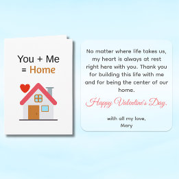 You Plus Me Equals Home Valentine's Day  Kort