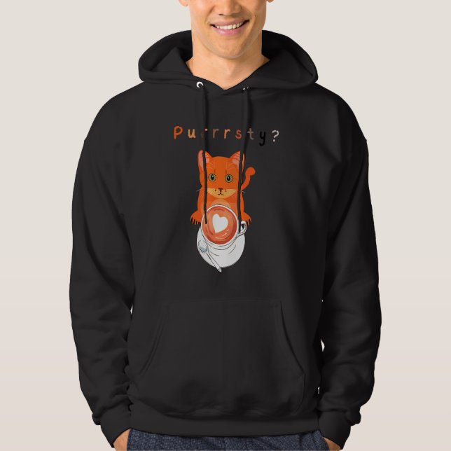 You Purrrsty  Cat Cat  Fun Cat Graphic Sweater Hoodie (Framsida)