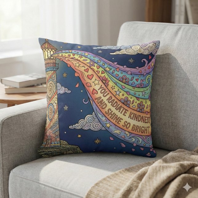 You Radiate Kindness Photo Throw Pillow Kudde (Empower someone special with this, "You radiate kindness and shine so bright" photo pillow!)