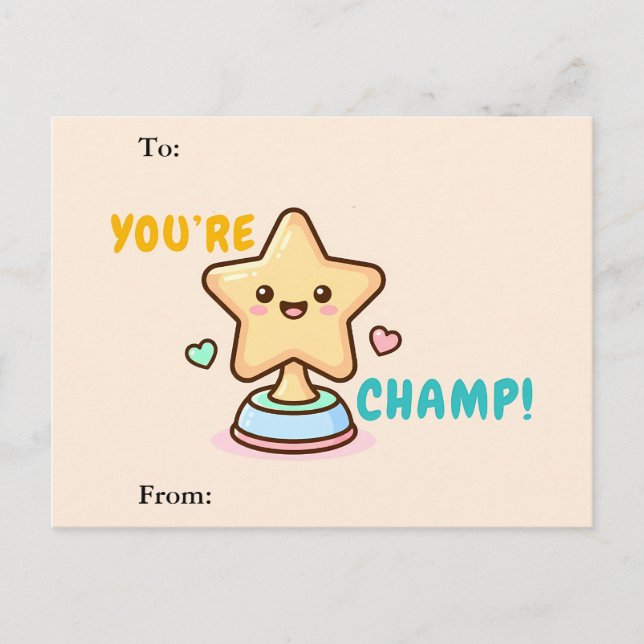 You’re a Champ Classroom Valentine Card Helg Vykort (Framsida)