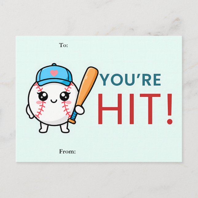 You’re a Hit Baseball Valentine Card Helg Vykort (Framsida)