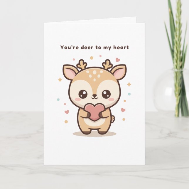 You’re Deer to My Heart Cute Puchi Dōshi Deer Kort (Framsida)