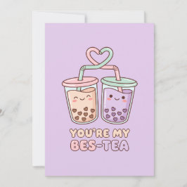 You’re My Bes-Tea - Cute Bubble Tea Valentine  Julkort