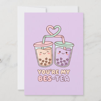 You’re My Bes-Tea - Cute Bubble Tea Valentine  Julkort