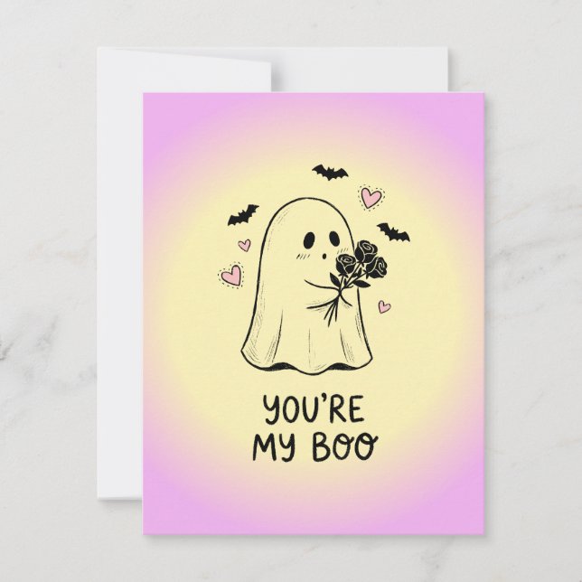 You’re My Boo Kawaii Cute Ghost Valentine  Julkort (Framsida)