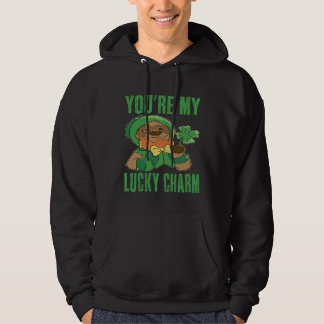 You re my luck charm Sloth Happy St Patricks Day Hoodie (Framsida)