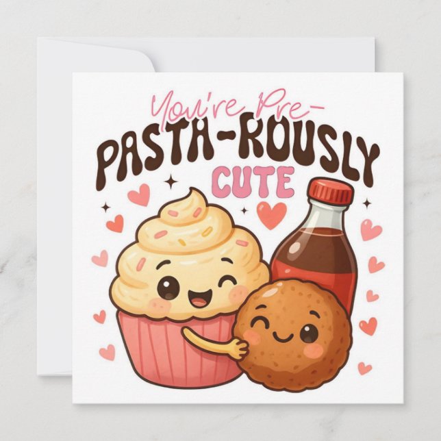 You’re Pre-Pasta-rously Cute Flat Holiday Card Julkort (Framsida)