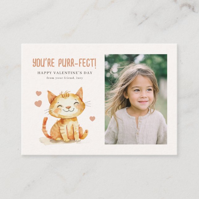 You’re Purr-fect Kids Classroom Valentine Photo Anteckningskort (Framsida)