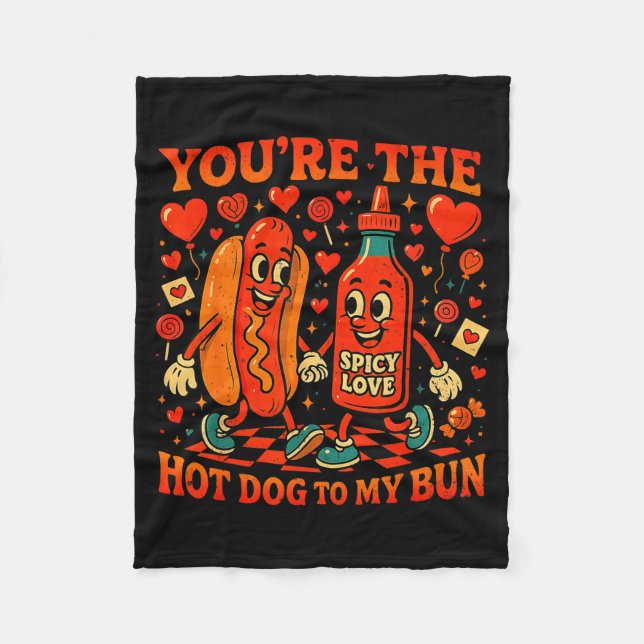 You’re The Hot Dog To My Bun Funny Valentine Coupl Fleecefilt (Framsidan)