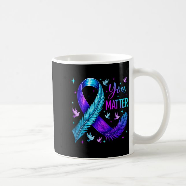 You Ribbon Bird Suicide Prevention Awareness  Kaffemugg (Höger)