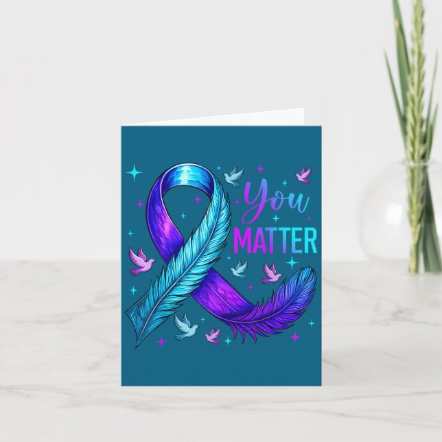 You Ribbon Bird Suicide Prevention Awareness  Kort (Framsida)