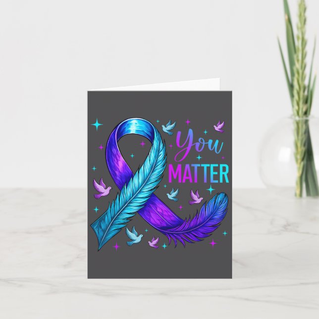 You Ribbon Bird Suicide Prevention Awareness  Kort (Framsida)