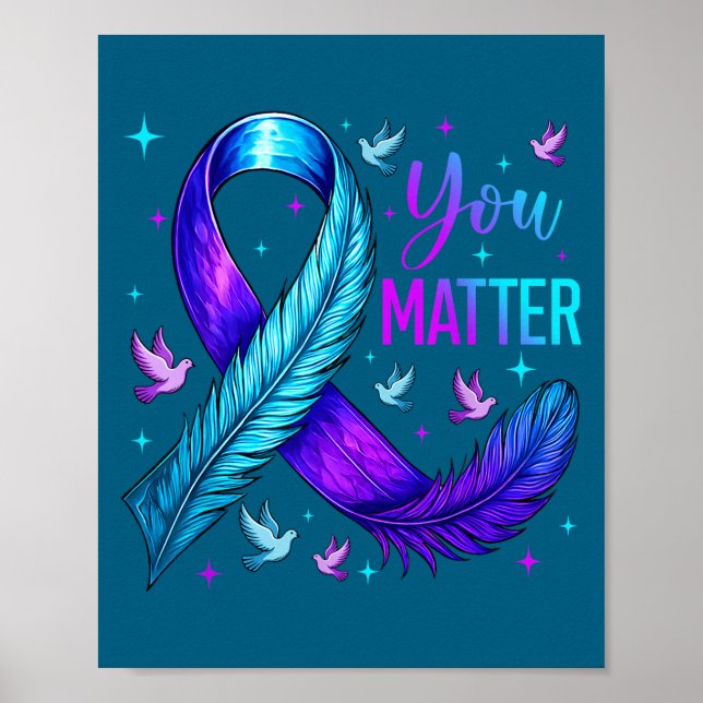 You Ribbon Bird Suicide Prevention Awareness  Poster (Framsidan)
