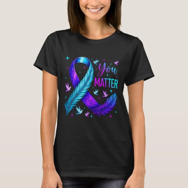 You Ribbon Bird Suicide Prevention Awareness  T Shirt (Framsida)