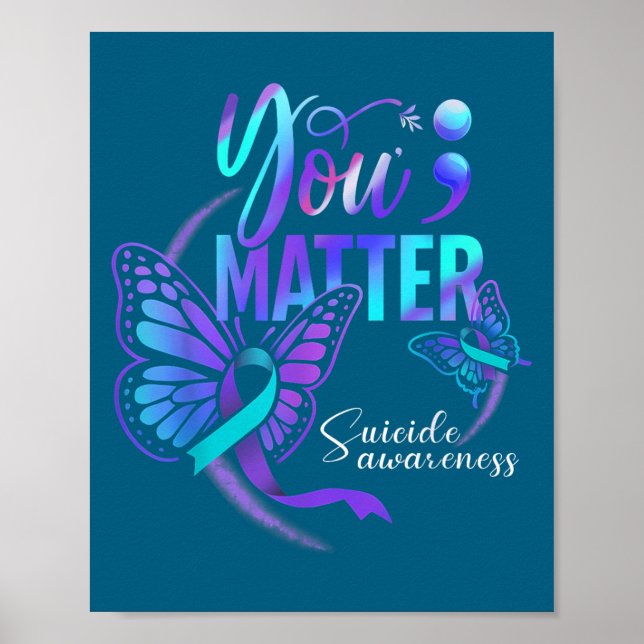 You Ribbon Butterfly Suicide Awareness Women Men  Poster (Framsidan)