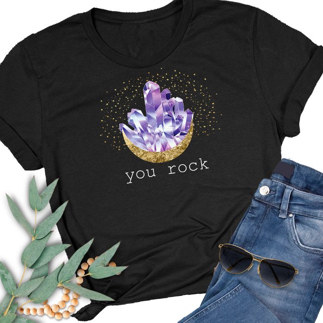 You Rock Amethyst Crystals Mystical Watercolor T Shirt (Skapare uppladdad)