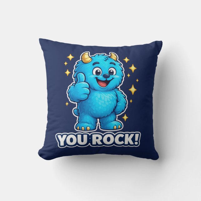 You Rock Blue Monster Navy Gold Superstar Kudde (Framsida)