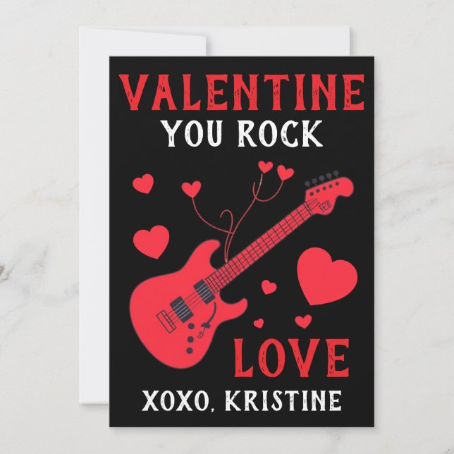 You Rock Electric Guitar Kids Valentines Day Note Julkort (Framsida)