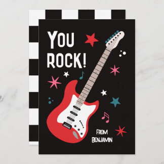 You rock guitar classroom valentine's day card julkort