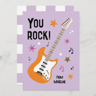 You rock guitar classroom valentine's day card julkort