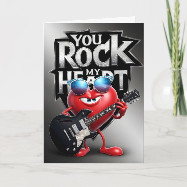 You Rock My Heart Greeting Card – Fun Romantic Kort (Framsida)