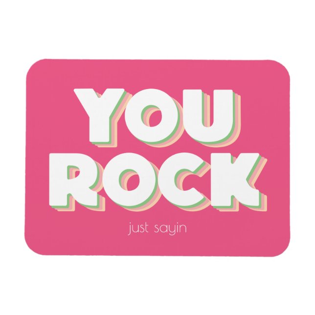 You Rock Thank You Pink  Magnet (Horisontell)