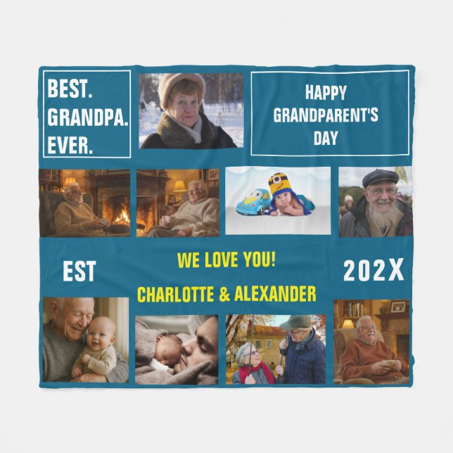 You said: Best Grandpa Ever Photo Collage  Fleecefilt (Framsidan (Horisontell))
