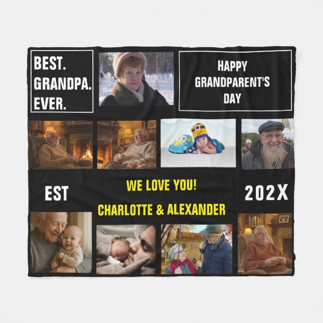 You said: Best Grandpa Ever Photo Collage  Fleecefilt (Framsidan (Horisontell))