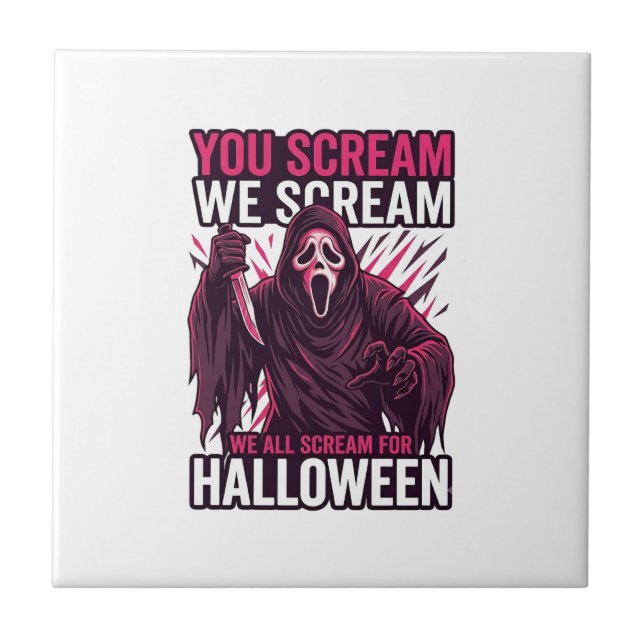 You Scream We Halloween Ghostface Blodig Kniv Kakelplatta (Framsidan)