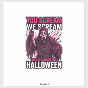 You Scream We Halloween Ghostface Blodig Kniv Klistermärken