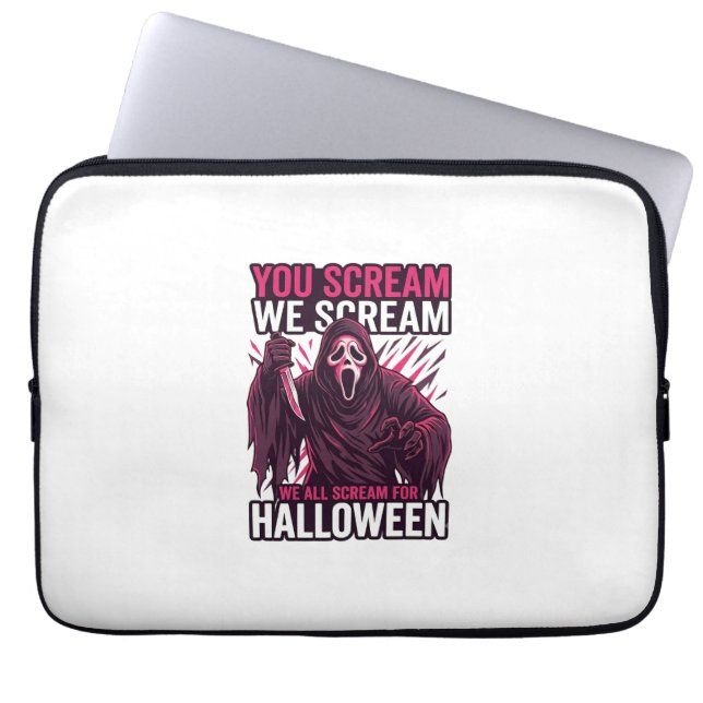You Scream We Halloween Ghostface Blodig Kniv Laptop Fodral (Framsidan)
